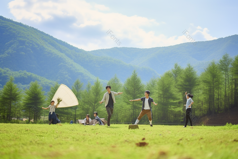 夏日在户外露营玩飞盘的父子,高清,摄影图,摄影图片,图片大全,摄影图免费下载